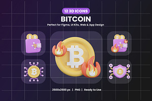 3D Bitcoin Icon Pack, an Object Graphic by Artnivora.Std