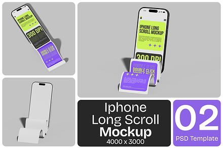 Iphone Long Scroll Mockup, an iPhone Mockup by Permadi Creative