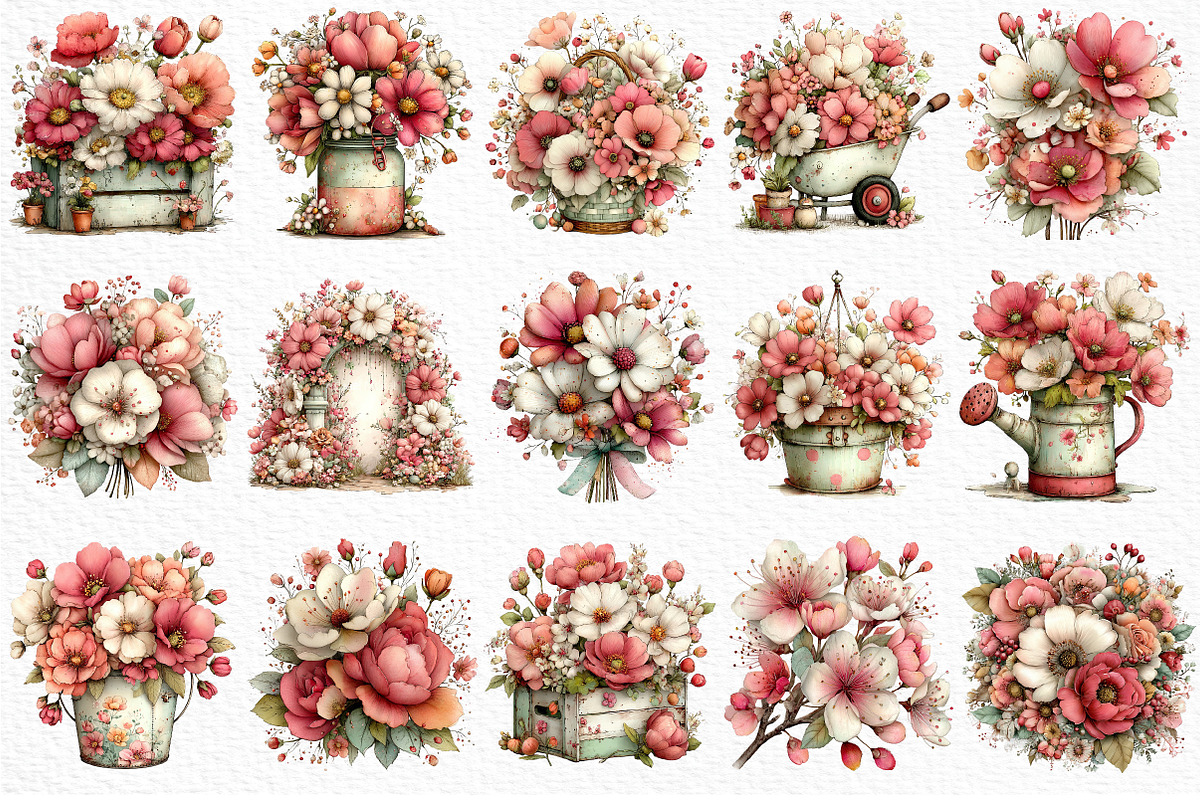 Whimsical Spring Flowers Clipart, an Illustration by Craft Nest (Photo 6 of 11)