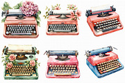 Watercolor Typewriter Clipart, an Illustration by Libby Wishes (Thumbnail 2 of 10)