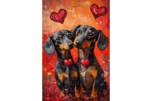 Dachshund Couple Dog with Heart, an Animal Illustration by Art Paradise Studios