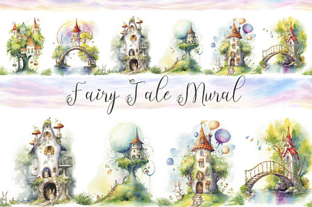 Fairy Tale Watercolor Mural Pattern