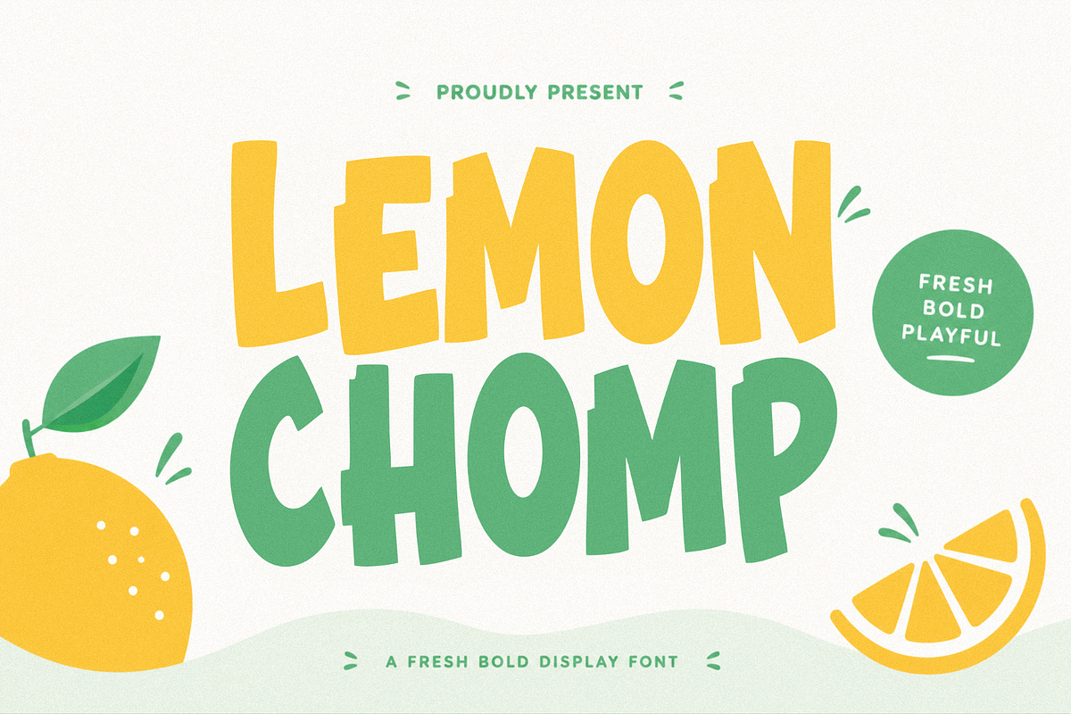 Lemon Chomp - Fresh Display Font, a Symbol Font by figuree studio (Photo 1 of 7)