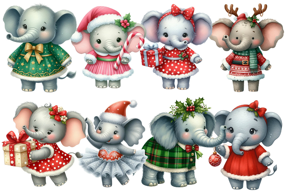 Chirstmas Elephant Clipart Sublimati, an Illustration by Designworld (Photo 5 of 6)