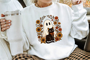 Cute Halloween Ghost and Cat Png, a Work Illustration by Sublimation Artist (Thumbnail 2 of 9)