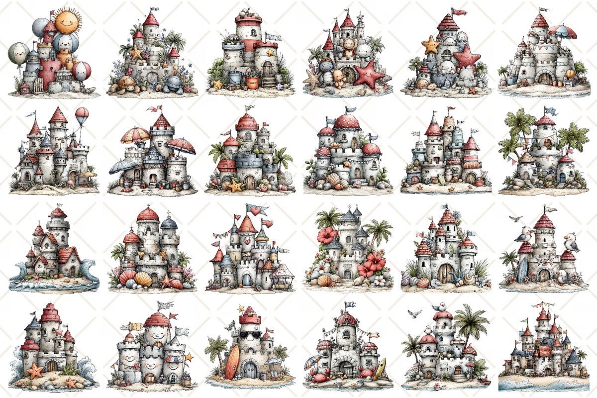 Whimsical Summer Sandcastle Clipart, an Illustration by Black Bird Studio (Photo 2 of 5)
