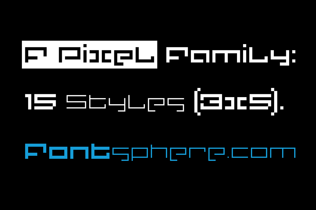 F Pixel - Typeface Family 15 Styles, a Sans Serif Font by Fontsphere (Photo 1 of 9)