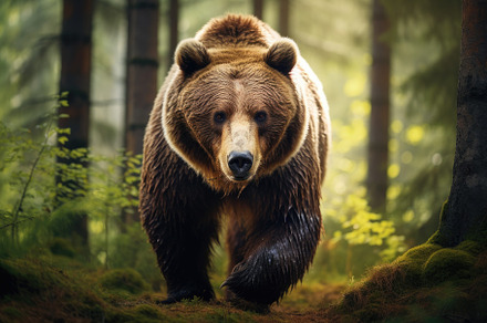 Brown bear in the summer forest. Nat, a Photo by Iftikhar Alam
