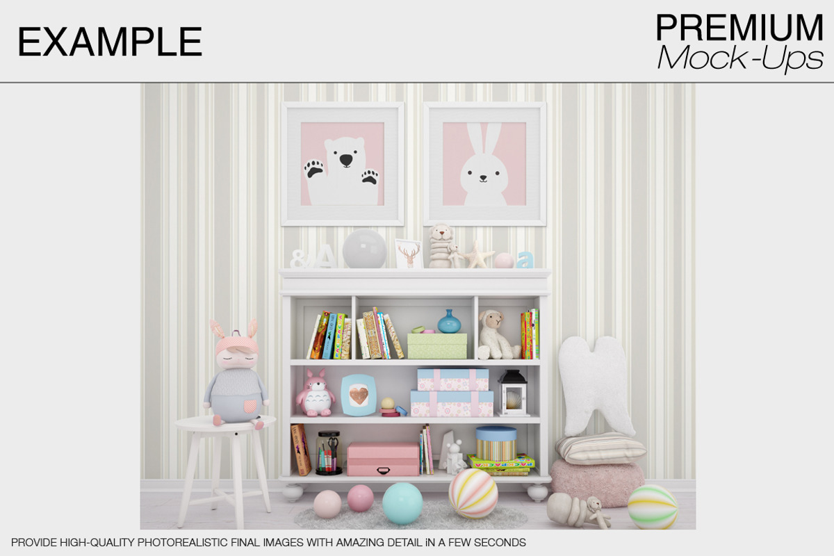 Nursery Wallpaper & Frames Mockups, a Product Mockup by mock-ups (Photo 17 of 23)