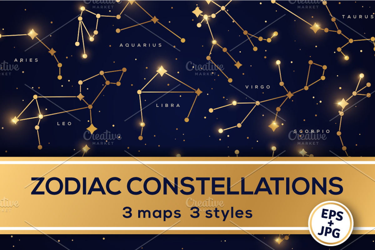 Zodiac constellations 3 maps, an Illustration by kotoffei (Photo 1 of 4)