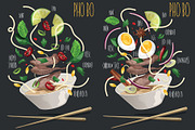 Pho Bo. Vietnamese rice noodle soup, a Food Illustration by AKOMIX (Thumbnail 1 of 2)