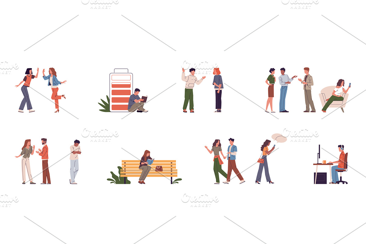 Sociable and introverted people, a Person Illustration by YummyBuum