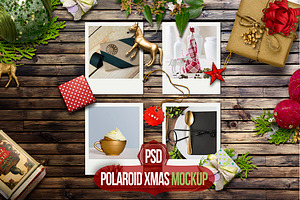 Polaroid Xmas mockup PSD