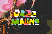 Jazz Malino Playful Font, a Sans Serif Font by AaType. (Thumbnail 1 of 8)