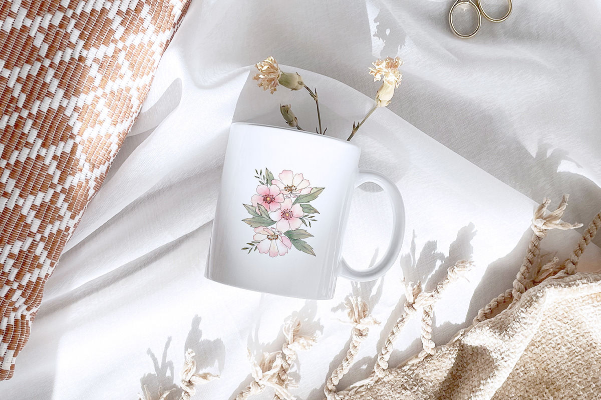 Watercolor Pink Florals & Ink, an Illustration by Michèle Kae (Photo 2 of 10)