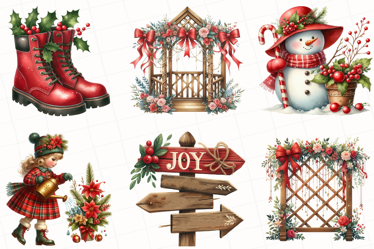 Christmas Garden Clipart, an Illustration by OK Design (Photo 5 of 5)