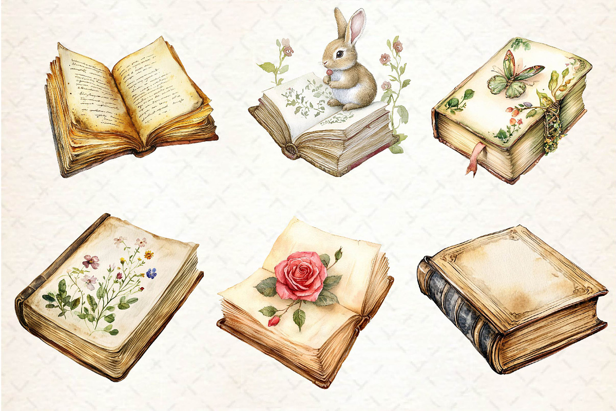 Vintage Books Clipart, an Illustration by Dream Creation (Photo 5 of 6)
