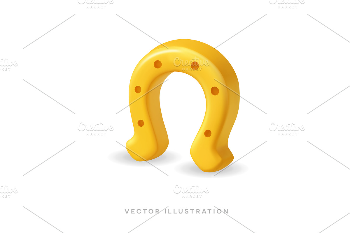 3d golden horseshoe. Lucky slot, an Object Illustration by GraphiShop
