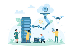 Cloud server automation process, a Technology Illustration by Flashvector