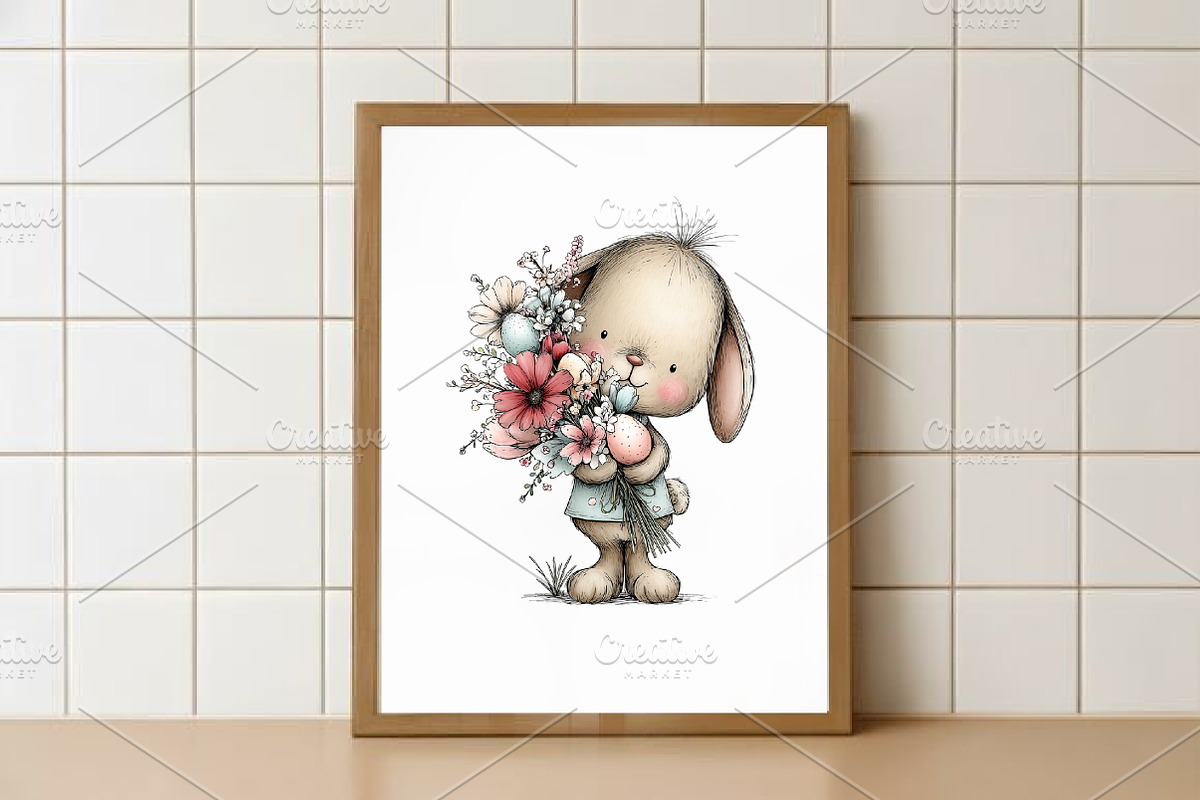 Whimsical Easter Bunny Clipart Png, an Illustration by Watercolor design (Photo 5 of 6)