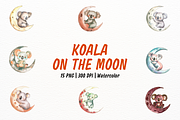 Chibi Koala on Moon Clipart, an Animal Illustration by New-School-Wave (Thumbnail 1 of 5)