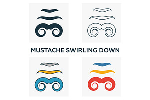 Mustache Swirling Down Icon Set.