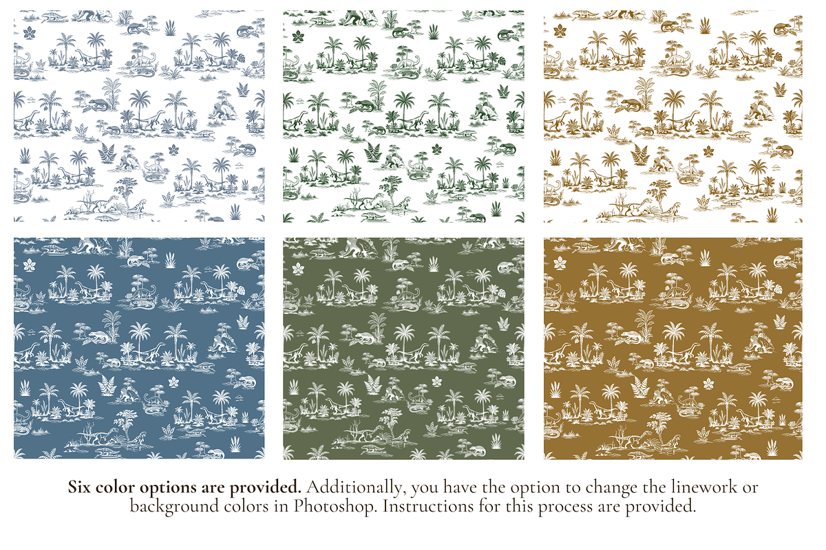 Dinosaur Illustrated Toile Pattern, a Background Graphic by Hughes Studio (Photo 2 of 8)