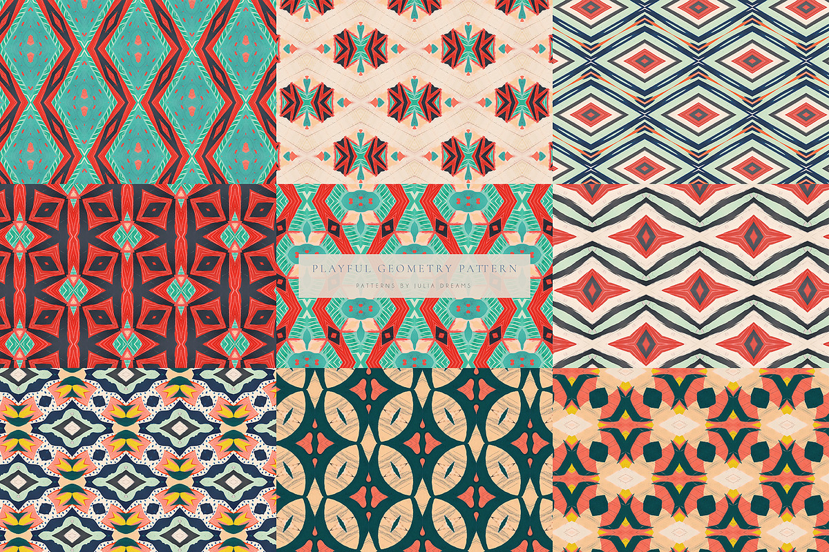 Playful Geometry Seamless Patterns, a Pattern Graphic by Julia Dreams (Photo 11 of 16)
