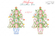 Mahjong Christmas Tree illustrations, a Decorative Illustration by TheHappyGiftArt (Thumbnail 2 of 12)