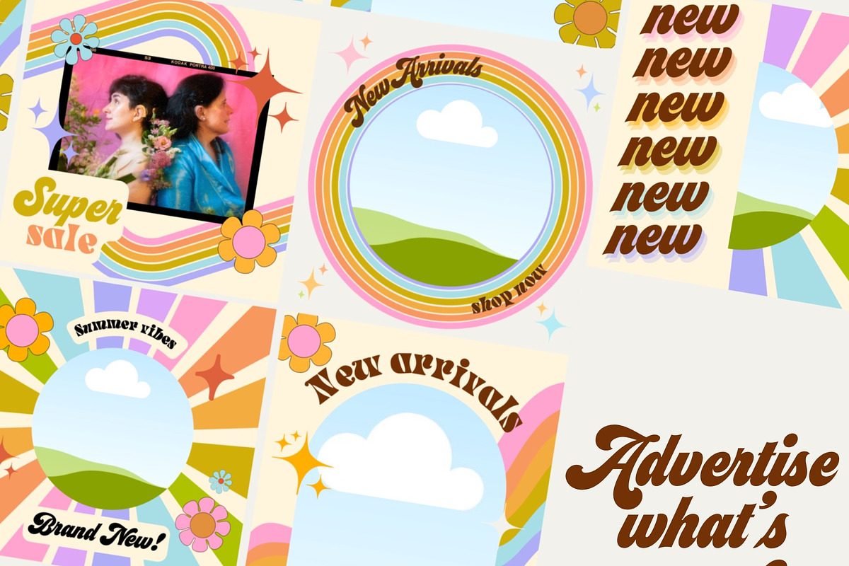 Retro Rainbow Canva Templates for IG, a Social Media Template by Dear Darling Design (Photo 6 of 13)