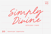 Stylish Script Font - Simply Divine, a Script Font by pixelcolours (Thumbnail 1 of 20)