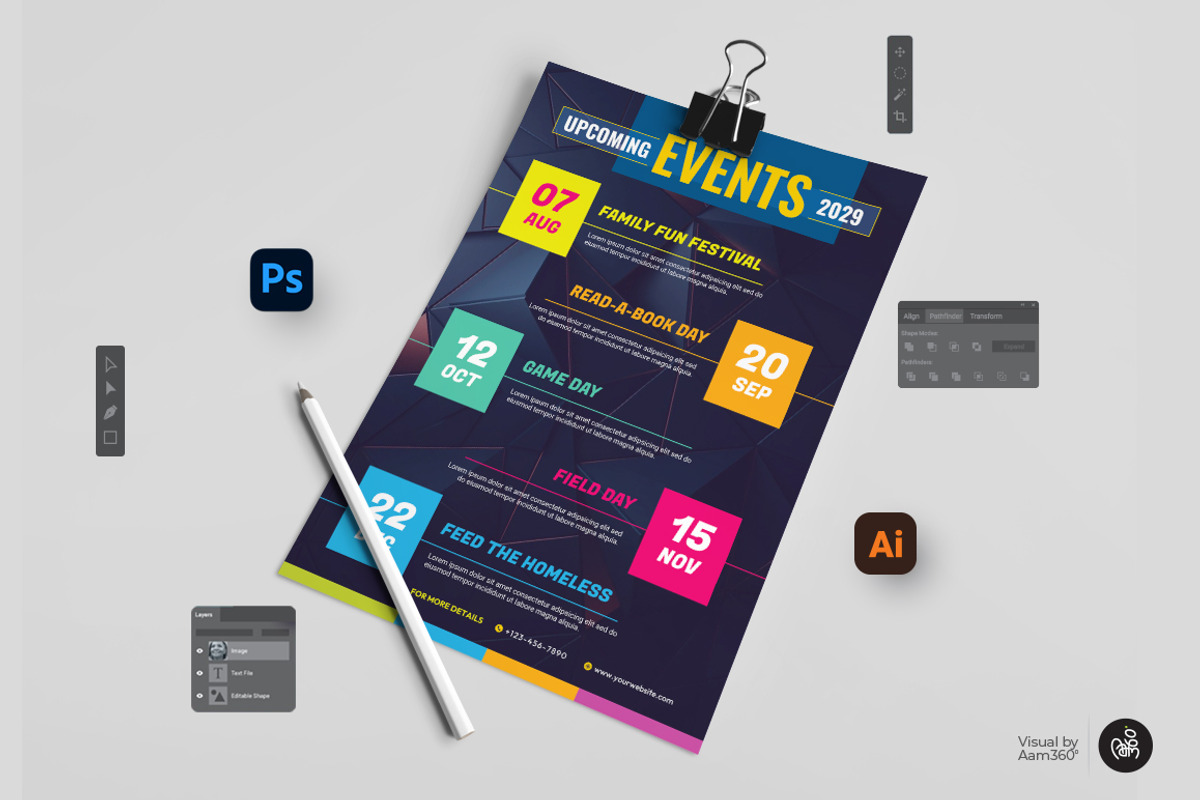 Events Schedule Flyer Template, a Flyer Template by Aam360