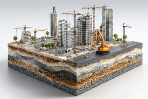 Cityscape Construction Cross Section, a Photo by Pixeness Studio