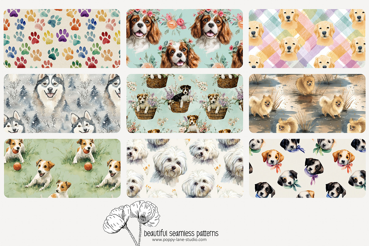 80 dog seamless pattern, a Pattern Graphic by Poppy Lane Studio (Photo 4 of 11)