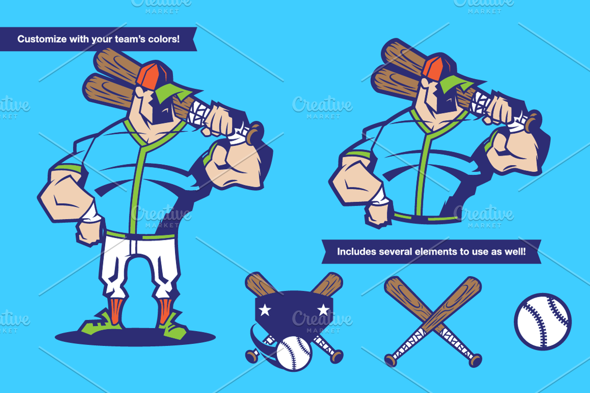 Slugger Stock Vector, a Sport Illustration by Claw Creative Co. (Photo 2 of 2)