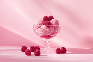 Delicious pink raspberry ice cream s, a Photo by Tanuart