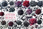 Gothic Roses Clipart Bundle, an Illustration by Designworld (Thumbnail 1 of 6)