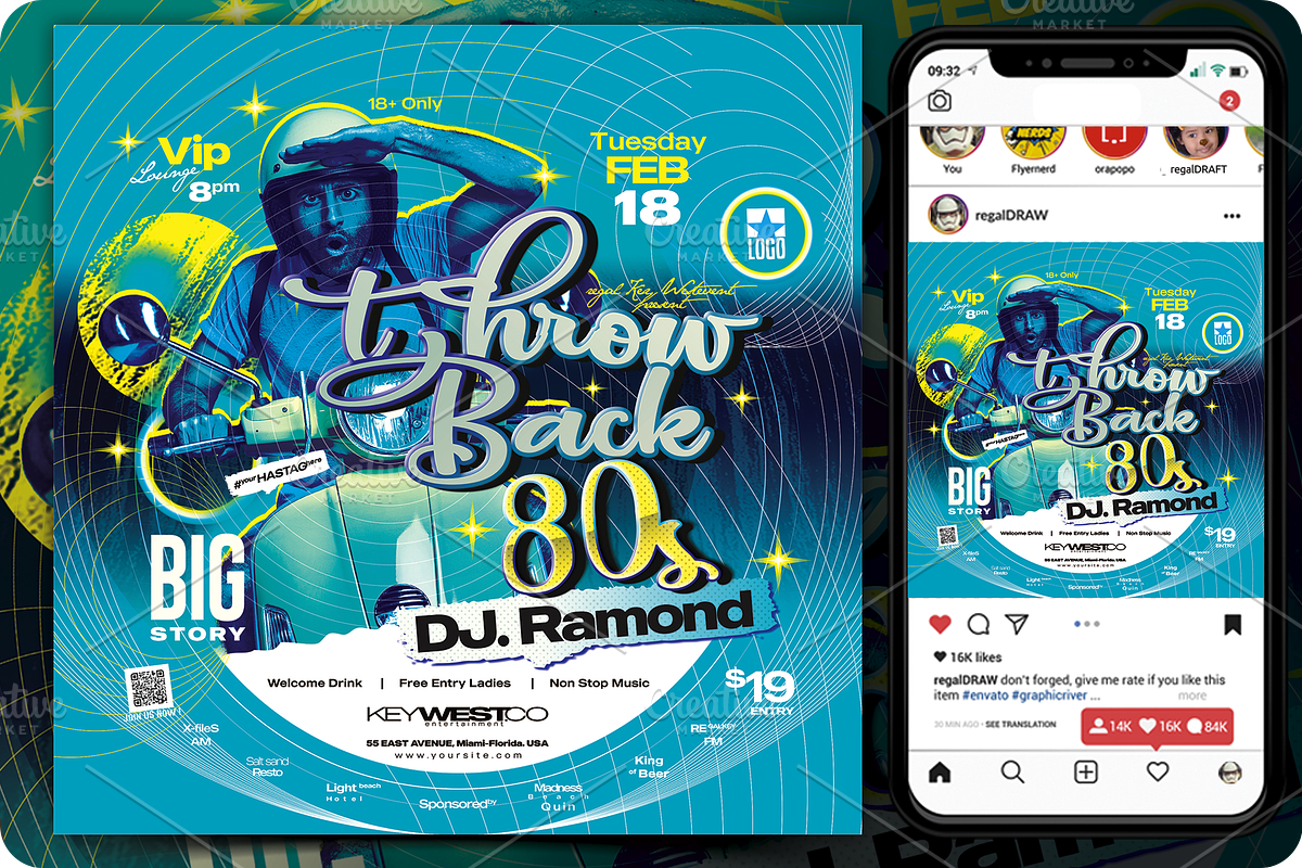 Throw Back 80s Flyer, a Flyer Template by regalDRAW (Photo 1 of 3)
