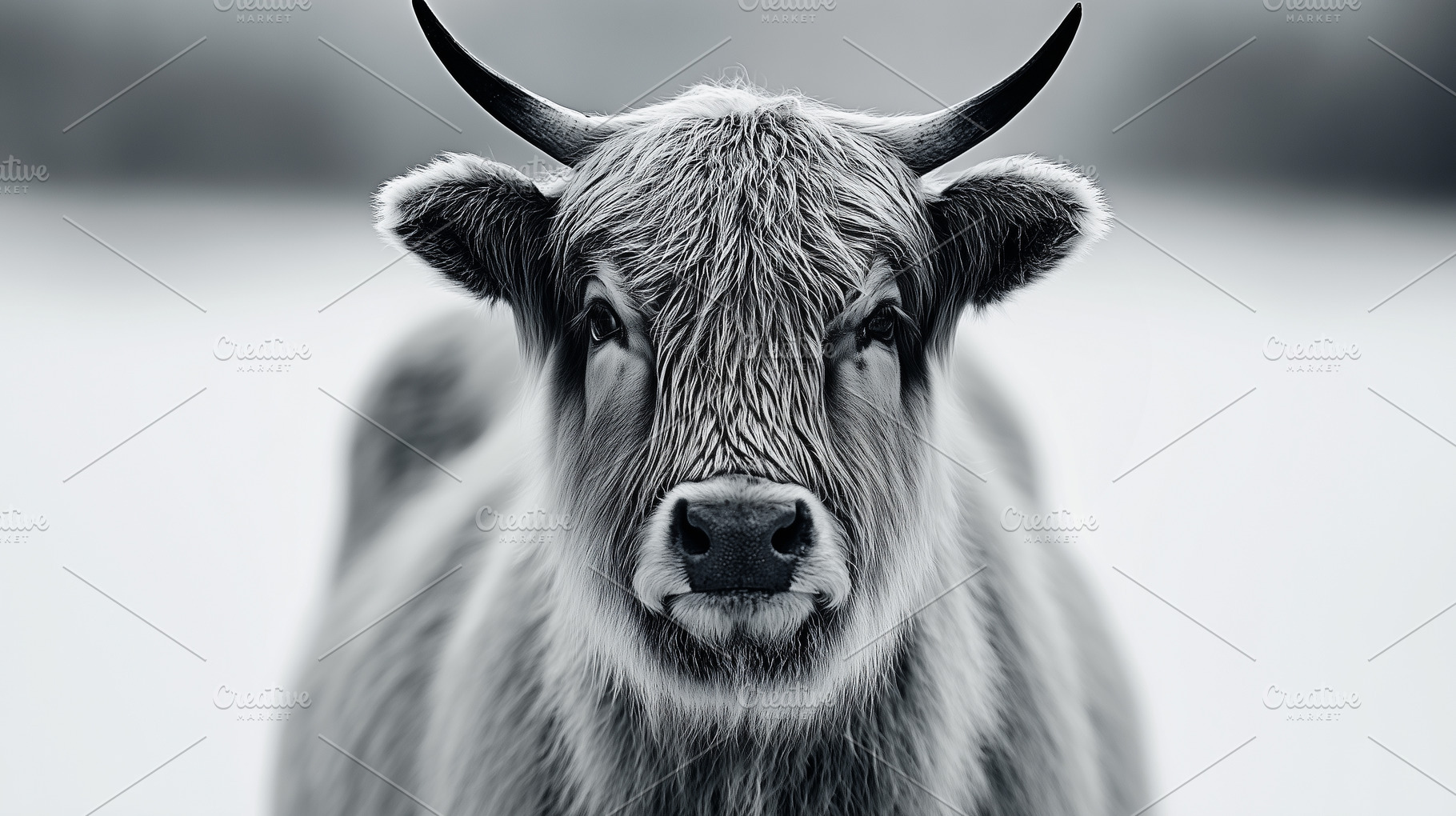 Portrait of a fluffy horned cow, an Animal Photo by MistyDay