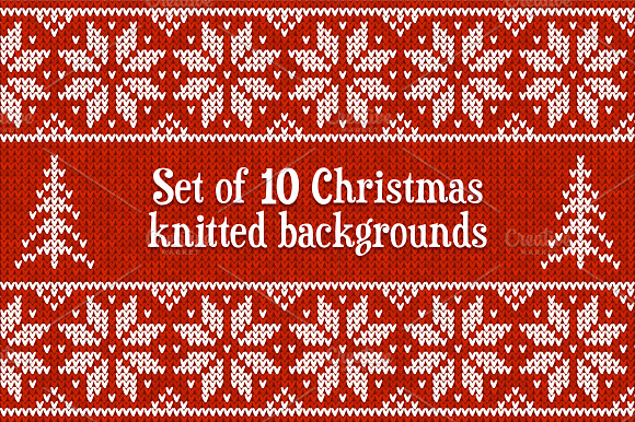 10 knitted vector seamless patterns preview 5