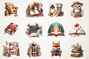 Cozy Reading Clipart, an Illustration by RobertsArt (Thumbnail 5 of 7)