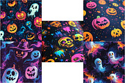 Neon Halloween Digital Paper, an Illustration by DreamPrint404 (Thumbnail 2 of 3)