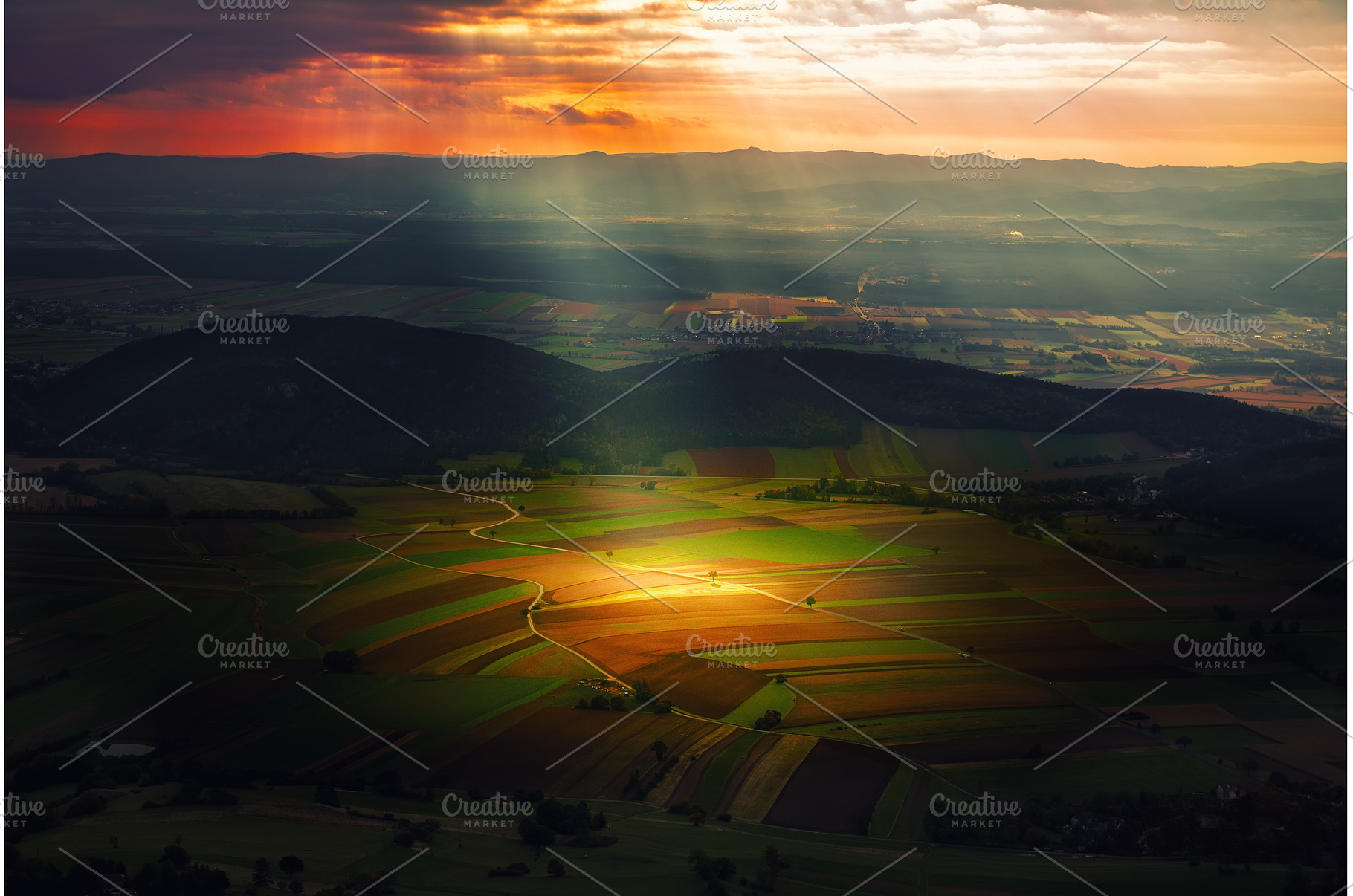 Sunlit Farmland Landscape in Austria, a Nature Photo by Nature and travel