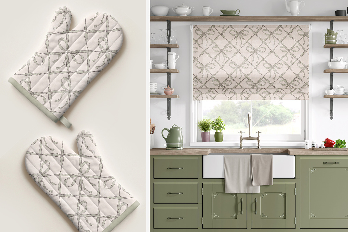 Coquette Bows & Rococo Pattern, a Wallpaper Graphic by Yello_illustration (Photo 12 of 16)