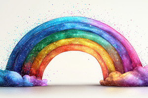 Fantasy rainbow with colorful clouds and sparkling splashes on a, a Background Photo by José Manuel Gelpi