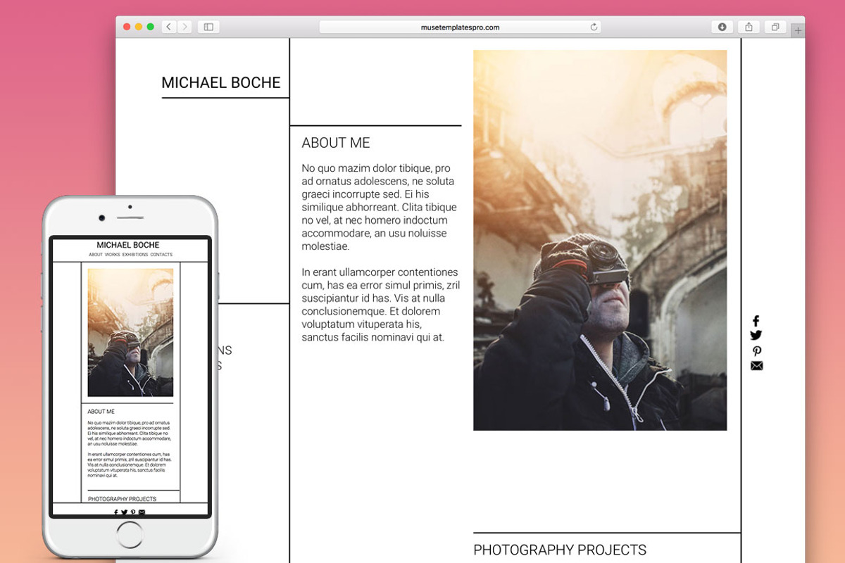 Portfolio Adobe Muse Template, a Landing Page Template by MuseTemplatesPro (Photo 1 of 3)