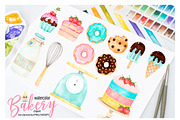 Bakery Watercolor Clipart, an Illustration by Natalya_Mona_Art (Thumbnail 4 of 8)