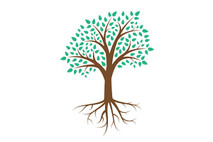 Green tree with leaves on white, a Healthcare Illustration by IhorZigor