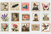 Vintage Arts Postage Stamps Clipart, a Seasonal Illustration by Rose Art (Thumbnail 2 of 4)