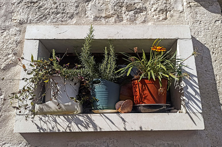 Gardening outside near stone buildin, an Architecture Photo by Photo by YuraYaryna